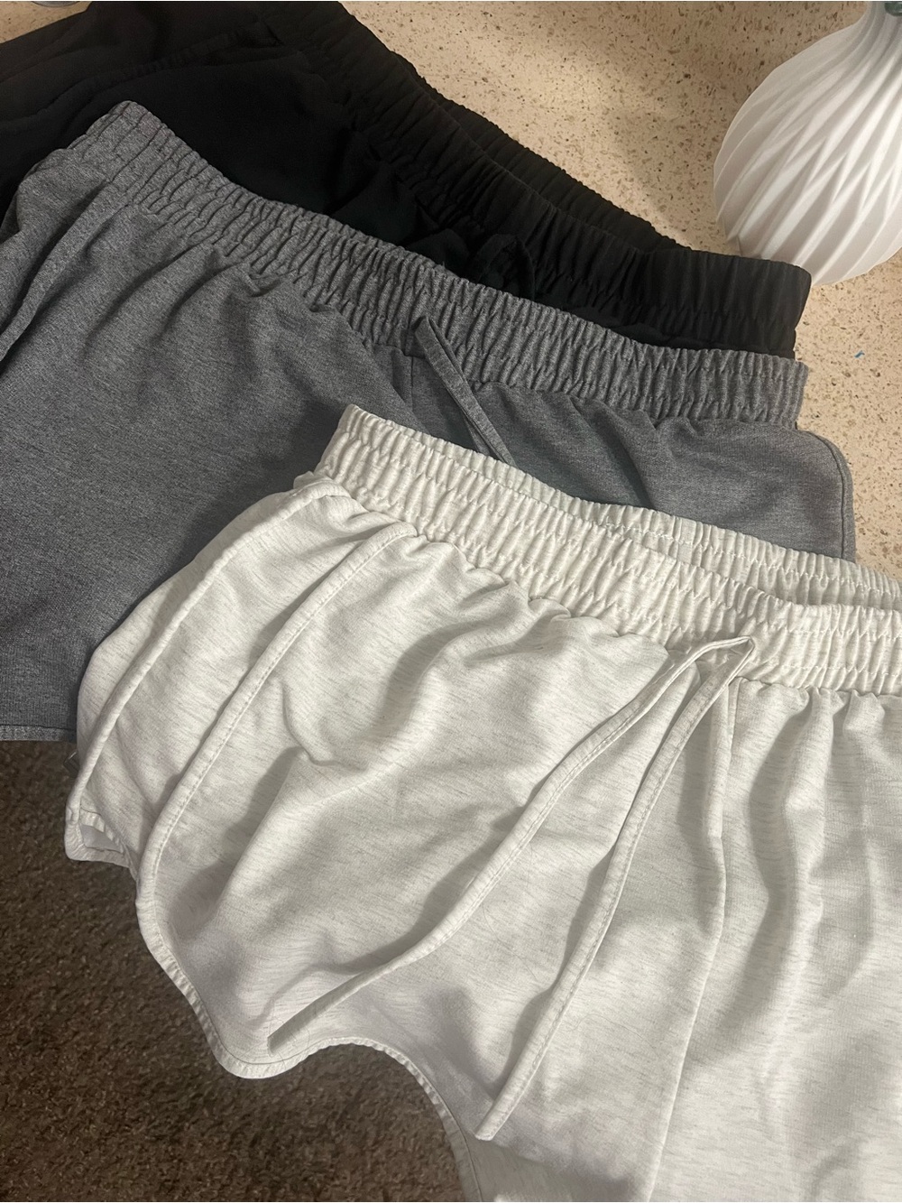 Women's Drawstring Lounge Shorts - Heather gray, Gray & Black